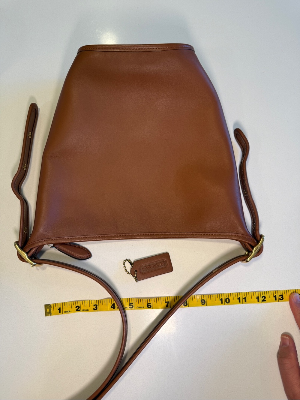COACH - Duffle Sac Crossbody Bucket Bag in Amber Leather - Picture 13 of 15